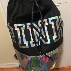 Round PINK book bag with tags